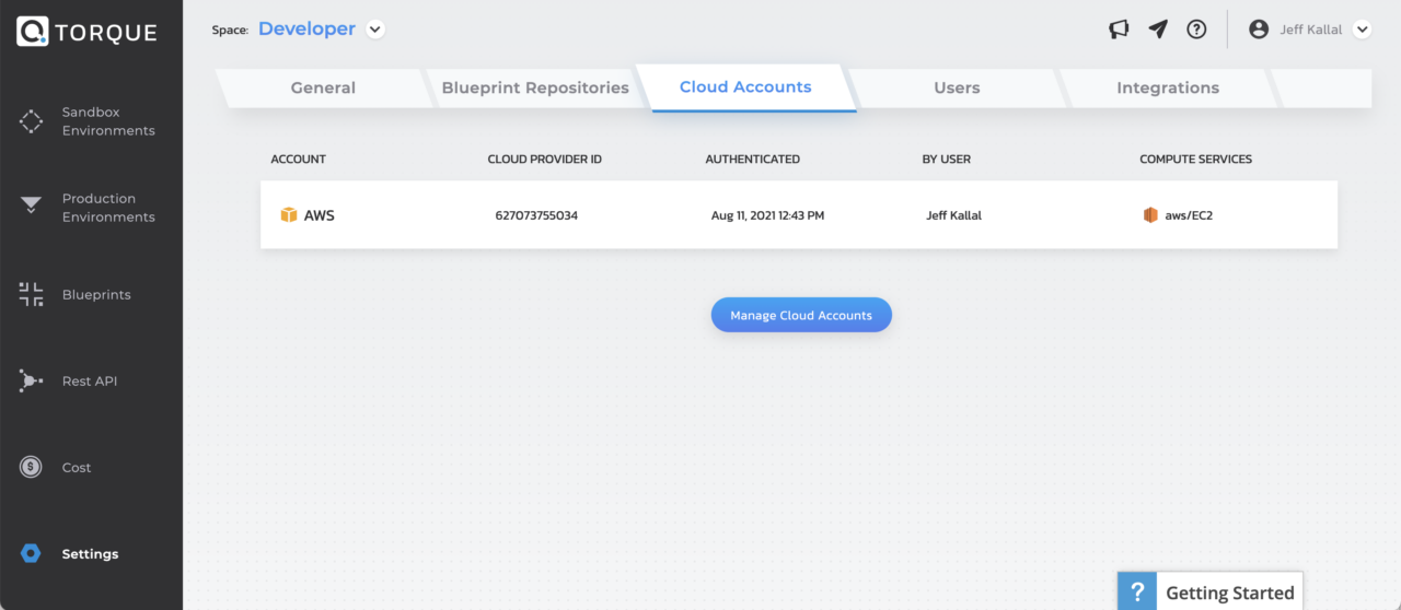 Quali-Torque-Cloud Accounts-AWS-Azure-Kubernetes