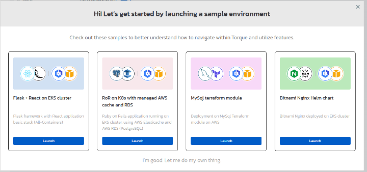 Launching a sample application environment in Torque