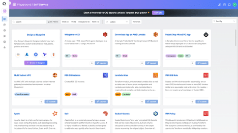 Quali Torque's self-service catalog makes it easy to find and launch Infrastructure as Code and environments.